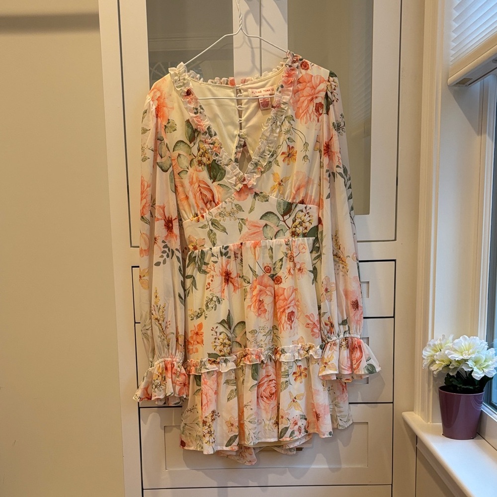 Flying Tomato Cream and Pink Ruffle Dress